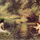VINTAGE MERMAIDS WATER NYMPH FANTASY CANVAS ART PRINT