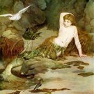 VINTAGE MERMAID SIREN NYMPH FANTASY CANVAS ART PRINT