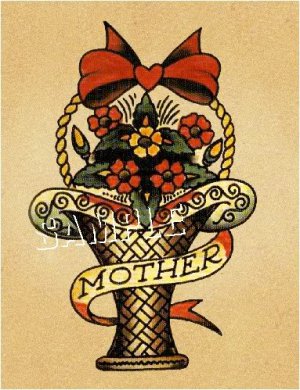 VINTAGE TATTOO FLASH FLOWER BOUQUET MOTHER CANVAS ART