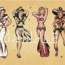 TATTOO FLASH PIN UP GIRLS COWGIRL SAILOR CANVAS ART