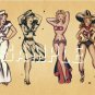 TATTOO FLASH PIN UP GIRLS COWGIRL SAILOR CANVAS ART
