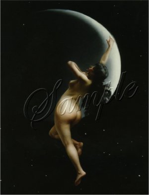 VINTAGE WITCH WICCA MOON GODDESS RISQUE CANVAS ART