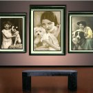 VINTAGE GIRL JACK RUSSELL DOG PHOTO CANVAS ART PRINT