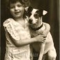 VINTAGE GIRL JACK RUSSELL DOG PHOTO CANVAS ART PRINT