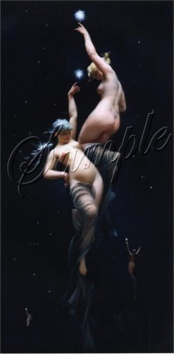 VINTAGE MOON GODDESS MOONLIT WITCHES WICCA CANVAS ART