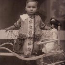 VINTAGE GIRL ANTIQUE DOLL PULL CART PHOTO CANVAS PRINT