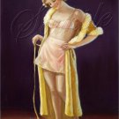 VINTAGE CALENDAR GIRL CAT KITTEN RISQUE CANVAS PRINT