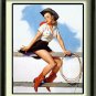 VINTAGE CALENDAR GIRL CAT KITTEN RISQUE CANVAS PRINT