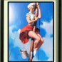 VINTAGE CALENDAR GIRL CAT KITTEN RISQUE CANVAS PRINT