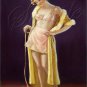 VINTAGE CALENDAR GIRL CAT KITTEN RISQUE CANVAS PRINT