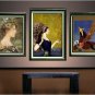 PEACOCK LUTE INSTRUMENT MUSIC LADY CANVAS ART PRINT BIG