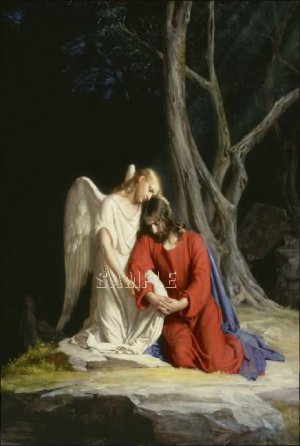 VINTAGE JESUS ANGEL RELIGIOUS GETHSEMANE CANVAS ART-BIG
