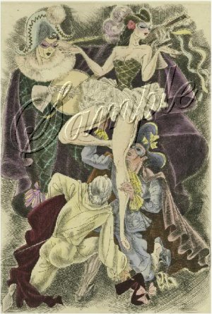 ART DECO BALLET DANCERS MASK MASQUERADE CANVAS PRINT