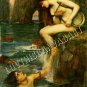 VINTAGE NUDE SIREN SEA NYMPH FANTASY CANVAS ART PRINT