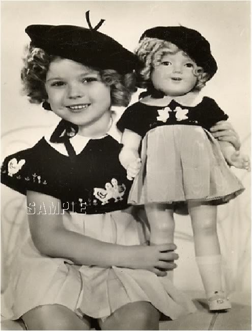 VINTAGE SHIRLEY TEMPLE & DOLL PHOTO CANVAS ART PRINT