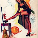 WITCH WICCA HALLOWEEN PUMPKIN SEXY STOCKINGS CANVAS ART