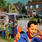 VINTAGE BOY ICE CREAM TRUCK MAN CREAMSICLE CANVAS PRINT