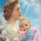 VINTAGE MOTHERS DAY BABY LOVE SUN RAY CANVAS ART PRINT