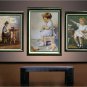 VINTAGE CHILD SEAMSTRESS SEWING ANTIQUE DOLL CANVAS ART