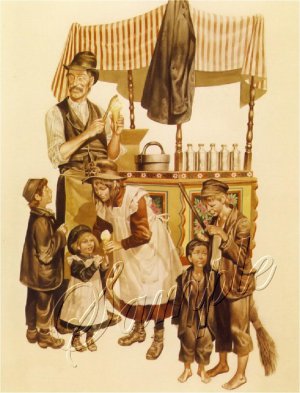 VINTAGE CHILDREN ICE CREAM CONE VENDOR CANVAS ART PRINT