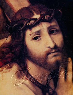 VINTAGE JESUS CHRIST PORTRAIT CROSS THORN CANVAS PRINT