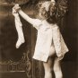 VINTAGE CHRISTMAS CHILD TUSH STOCKING CANVAS  ART LARGE