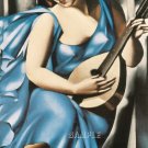 ART DECO WOMAN MUSICIAN GUITAR PLAYER CANVAS ART PRINT