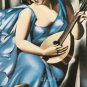 ART DECO WOMAN MUSICIAN GUITAR PLAYER CANVAS ART PRINT