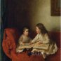 VICTORIAN CHILDREN READING ANTIQUE ABC BOOK CANVAS ART