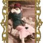 FRENCH FLAPPER SNOW SLEIGH SLED WINTER CANVAS ART PRINT