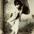 VINTAGE GEISHA GIRL UMBRELLA COSTUME PHOTO CANVAS PRINT
