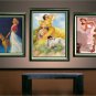 VINTAGE CALENDAR GIRL WOLFHOUND DOG CANVAS ART PRINT