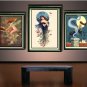 VINTAGE RISQUE CUTE WITCH WICCA BROOM FLYING CANVAS ART