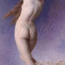 VINTAGE WITCH FLYING RISQUE NUDE WICCA CANVAS PRINT BIG
