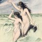 VINTAGE MERMAIDS SIRENS RISQUE FANTASY CANVAS ART PRINT