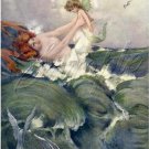 VINTAGE SIREN MERMAID WATER BABY FANTASY CANVAS PRINT
