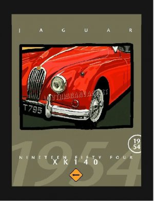 VINTAGE 1954 JAGUAR JAG CLASSIC CAR CANVAS ART PRINT