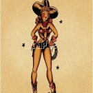 TATTOO FLASH PIN UP COWGIRL WESTERN CANVAS ART PRINT