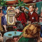 VINTAGE WURLITZER JUKEBOX MUSIC ENGAGED CANVAS ART -BIG