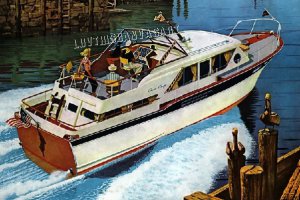 1961 CHRIS CRAFT PLEASURE BOAT CANVAS ART PRINT LARGE