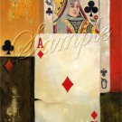 VINTAGE PLAYING CARDS ACE DIAMOND CANVAS ART PRINT BIG