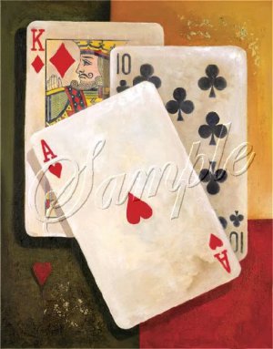 VINTAGE PLAYING CARDS ACE HEARTS CANVAS ART PRINT LARGE
