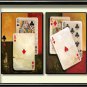 VINTAGE PLAYING CARDS ACE HEARTS CANVAS ART PRINT LARGE
