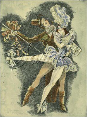 ART DECO BALLET DANCERS BALLERINAS COSTUME CANVAS PRINT