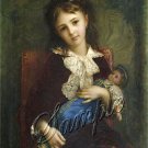 VINTAGE 1800's CHILD GIRL ANTIQUE DOLL LARGE CANVAS ART