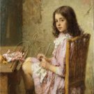 VINTAGE GIRL SEAMSTRESS DOLL CLOTHES CANVAS ART LARGE