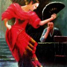 FLAMENCO DANCER SPANISH DANCE FAN CAFE CANVAS ART PRINT