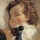 VINTAGE SLEEP BABY CURLS ANTIQUE DOLL CANVAS ART -LARGE