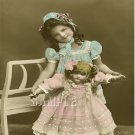 ANTIQUE WALKING DOLL GIRL OLD PHOTO CANVAS ART PRINT