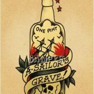 TATTOO FLASH SAILORS PINT BOOZE BOTTLE CANVAS PRINT BIG